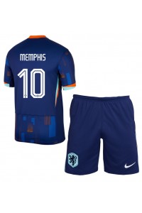 Fotbalové Dres Nizozemí Memphis Depay #10 Dětské Venkovní Oblečení ME 2024 Krátký Rukáv (+ trenýrky)